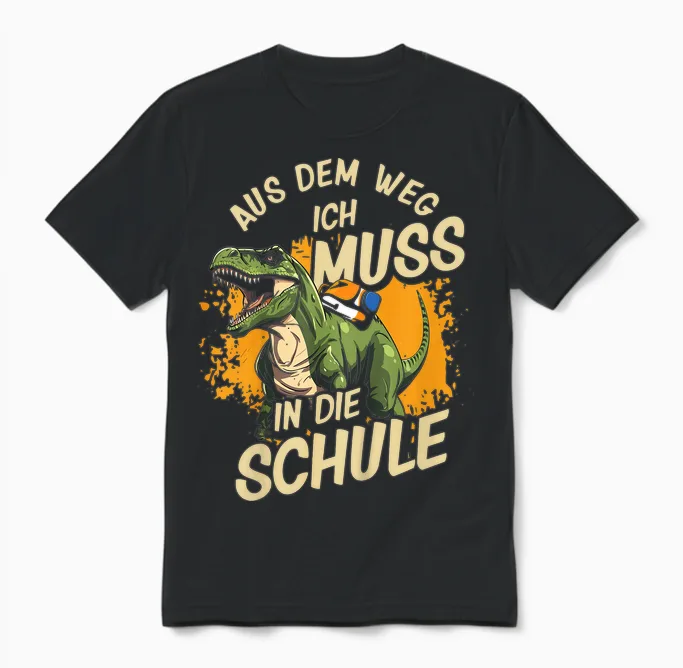 Schulkind Dino Dinosaurier Aus Dem Weg Ich Muss in D. Schule Unisex T-Shirt in Black