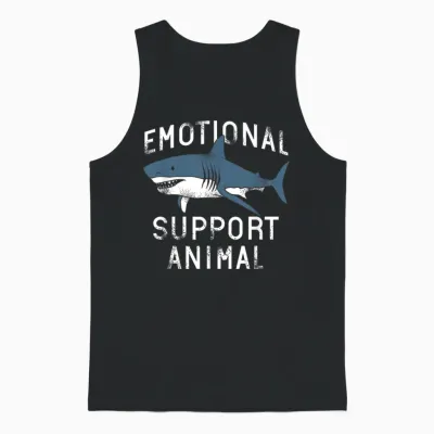 Emotional Support Animal Funny Scary Shark Pun Humor Shark Unisex Tank Top - Black