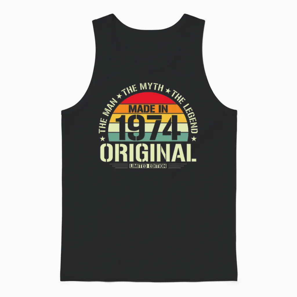 Legend '74 Birthday Gift Unisex Tank Top in Black