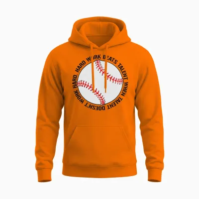 Hard Work Beats Talent Baseball Unisex Hoodie - Safety Orange