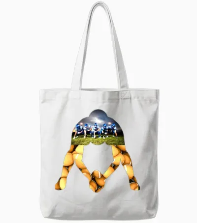 Football Offensive Line - Center Silhouette Tote Bags - White