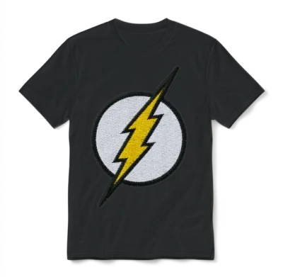The Flash Embroidered Lightning Bolt Unisex T-Shirt - Black