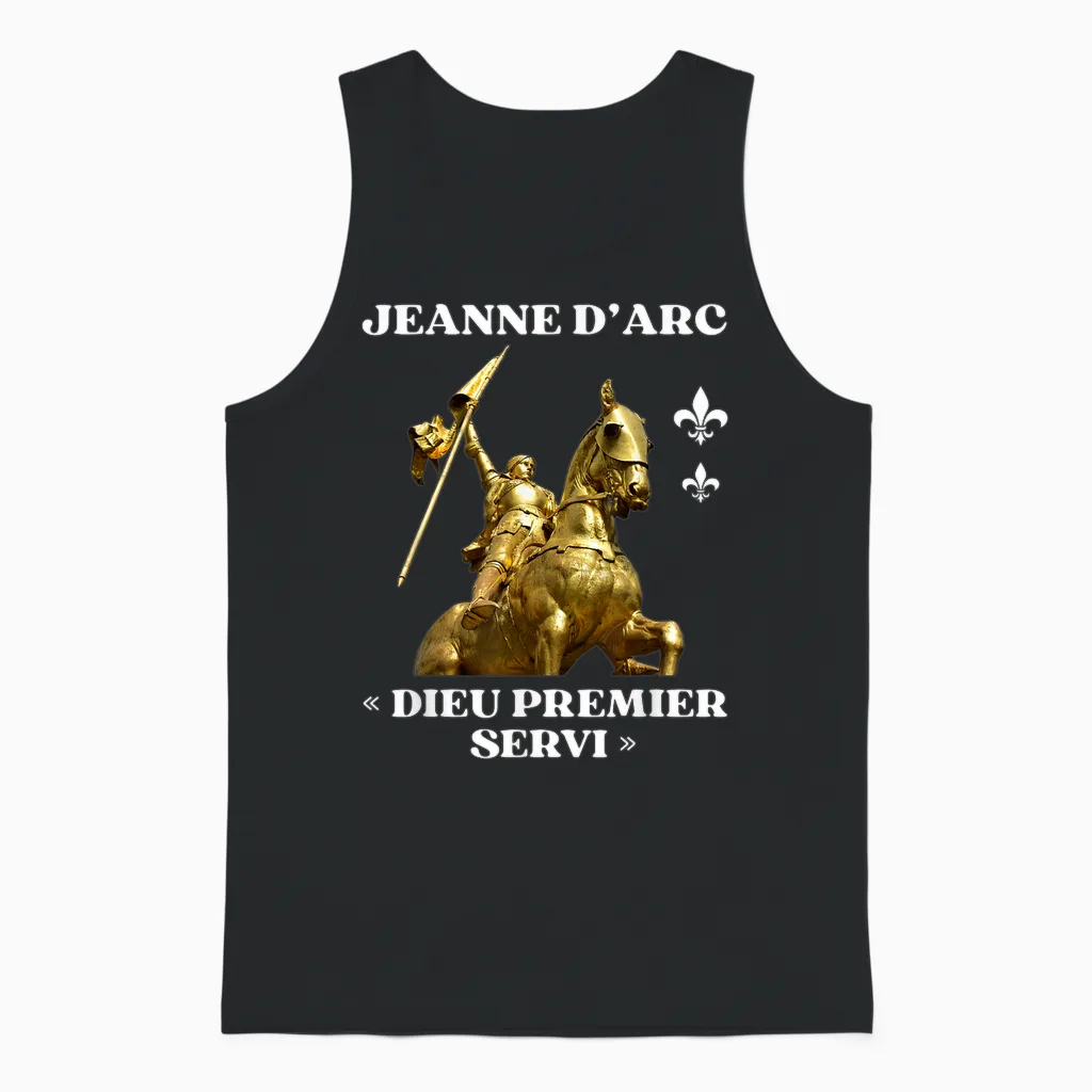 Jeanne D'arc History Orleans God First Servi France Unisex Tank Top in Black