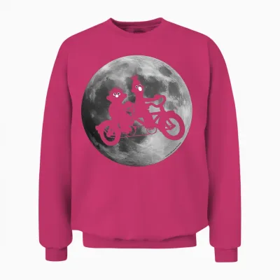 Sesame Street Ernie and Bert in Moonlight Shadow Bicycle Unisex Sweatshirt - Heliconia