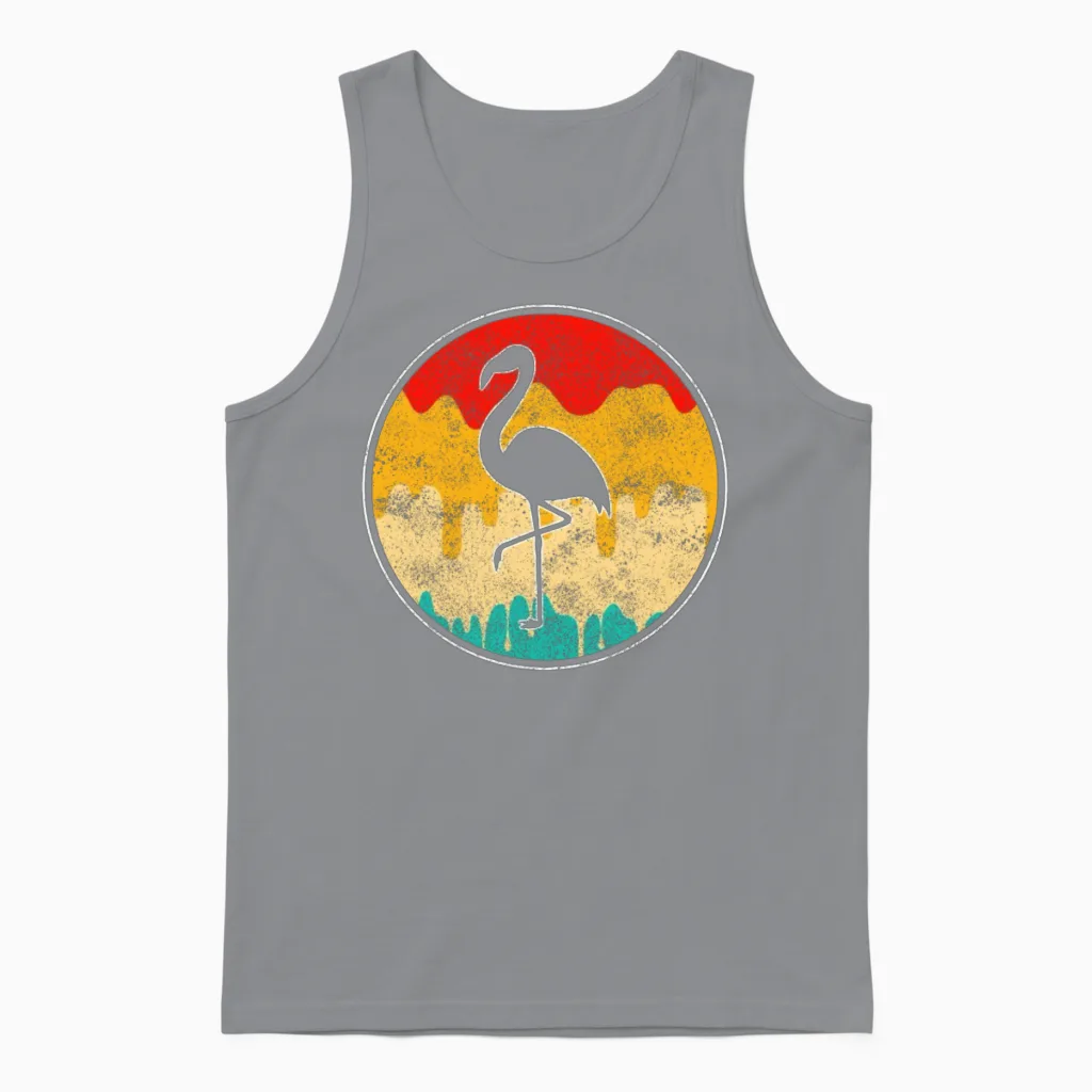 Flamingo Retro Unisex Tank Top in Sport Grey
