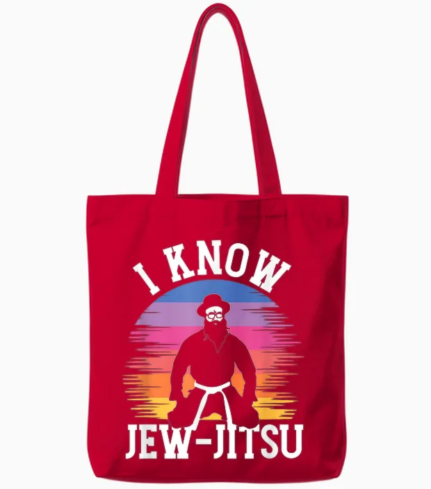 Funny I Know Jew-Jitsu | Jüdisches Judentum | Hebräisch Israel Tote Bags in Red