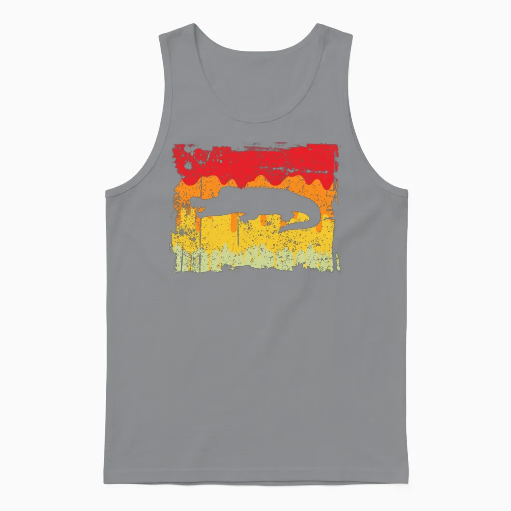 Crocodile Retro Unisex Tank Top in Sport Grey