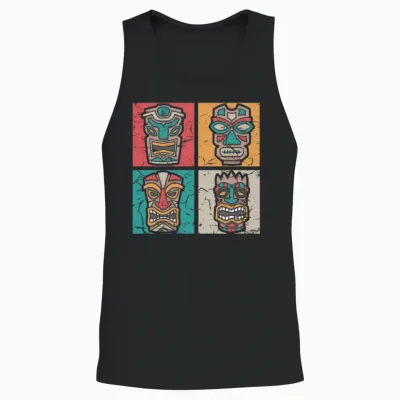Retro Hawaiian Tiki Hawaii Unisex Tank Top - Black