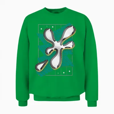 Bubble Chrome Abstract Design Unisex Sweatshirt - Irish Green