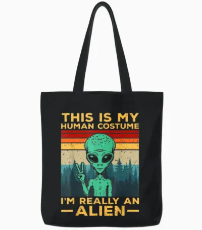 Alien Costume Alien This Is My Human Costume Alien T-Shirt, Black Tote Bags - Black