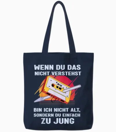 Funny Saying Band Salad 80s 90s Retro Cassette T-Shirt, Black Tote Bags - Navy