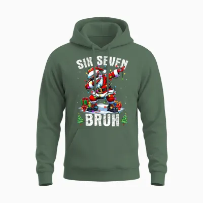 Bruh 67 Six Seven Santa Dabbing Christmas Shirts Boys Unisex Hoodie - Military Green