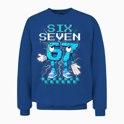 67 6 7 Six Seven Meme 6 7 Italian Brainrot 67 Gaming Für Jungen Unisex Sweatshirt - Royal
