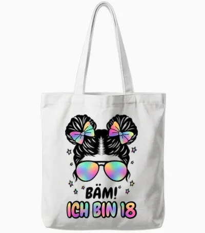 18. Geburtstag Mädchen Messy Bun Bäm! Ich Bin Achzehn Tote Bags - White