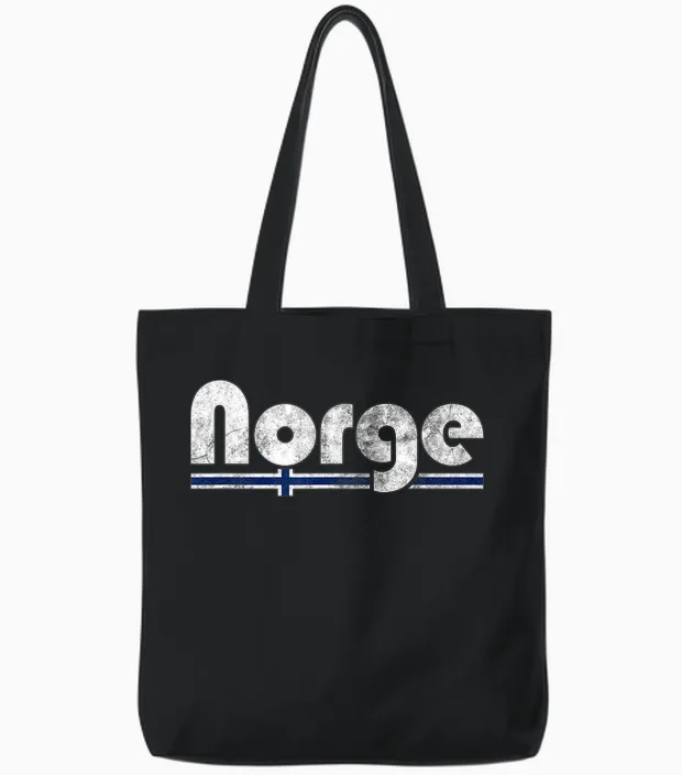 Norway Norge Fan Retro Vintage Tote Bags in Black