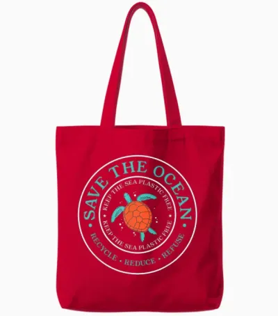 Save the Ocean Lovely Earth Day Sea Kunststoffstrohhalm Frei Tote Bags - Red