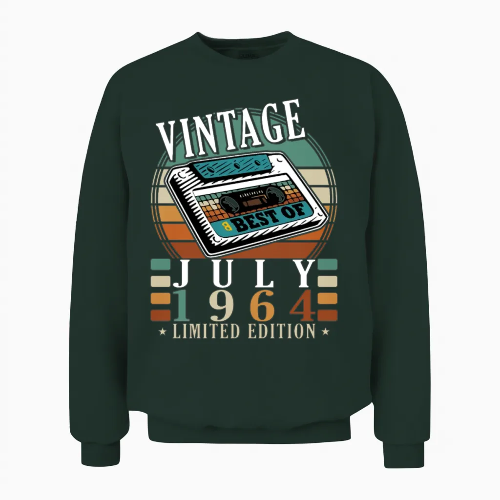 60th Birthday 60 Years July 1964 Unisex Sweatshirt in Forest