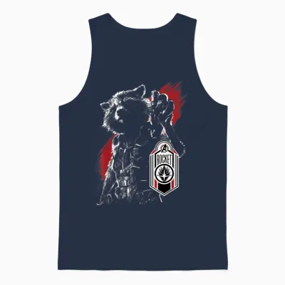Marvel Avengers Endgame Rocket Portrait T-Shirt, Black Unisex Tank Top - Navy