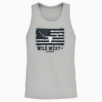 Wild West Legend | Western Country Cowboy Men's T-Shirt, White Unisex Tank Top - Ash