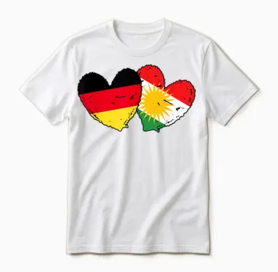 Germany Kurdistan Heart Flag German Kurdish Pride Unisex T-Shirt - White