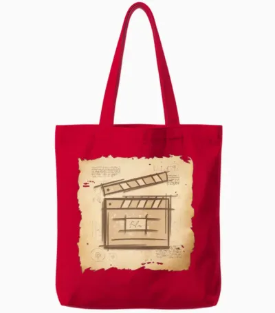 Film Clapperboard. Vintage Old Fashioned Movie Art Tote Bags - Red