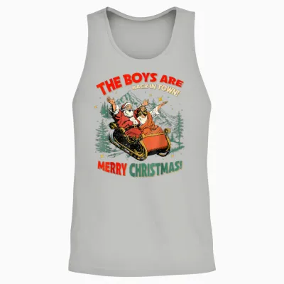 Funny Jesus Santa the Boys Are Back in Town Merry Christmas Unisex Tank Top - Ash