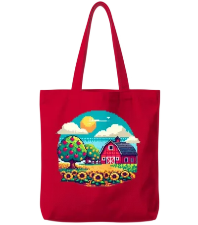 The Retro Farm Tote Bags - Red