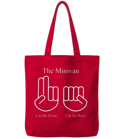 The Minivan 2 in the Front 5 in the Real Tote Bags - Red