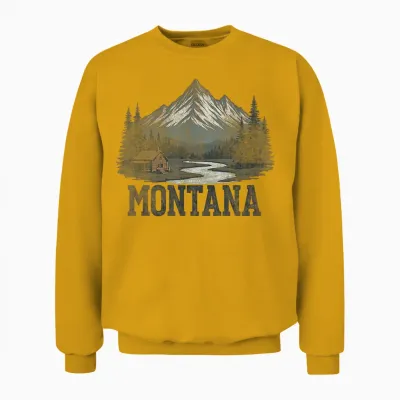 Souvenir Vintage Paysage Du Montana Rétro Unisex Sweatshirt - Gold