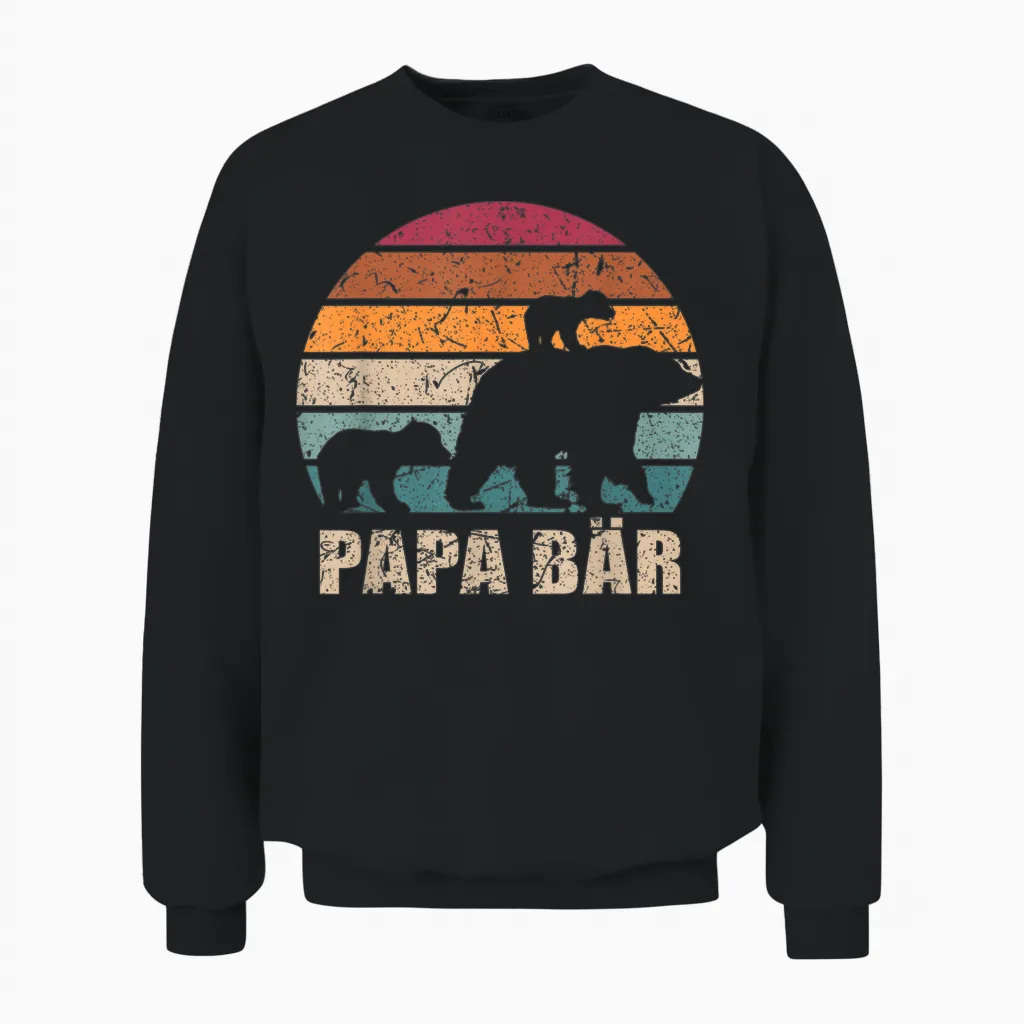 Papa Bear 2 Children's Father's Day Double Dad of Two Children's T-Shirt, Black Unisex Sweatshirt in Black