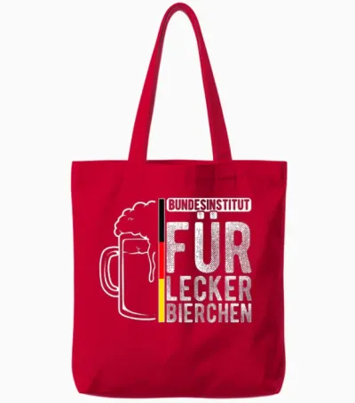 Bundesinstitut Für Lecker Bierchen Bierkrug Grafik Tote Bags - Red