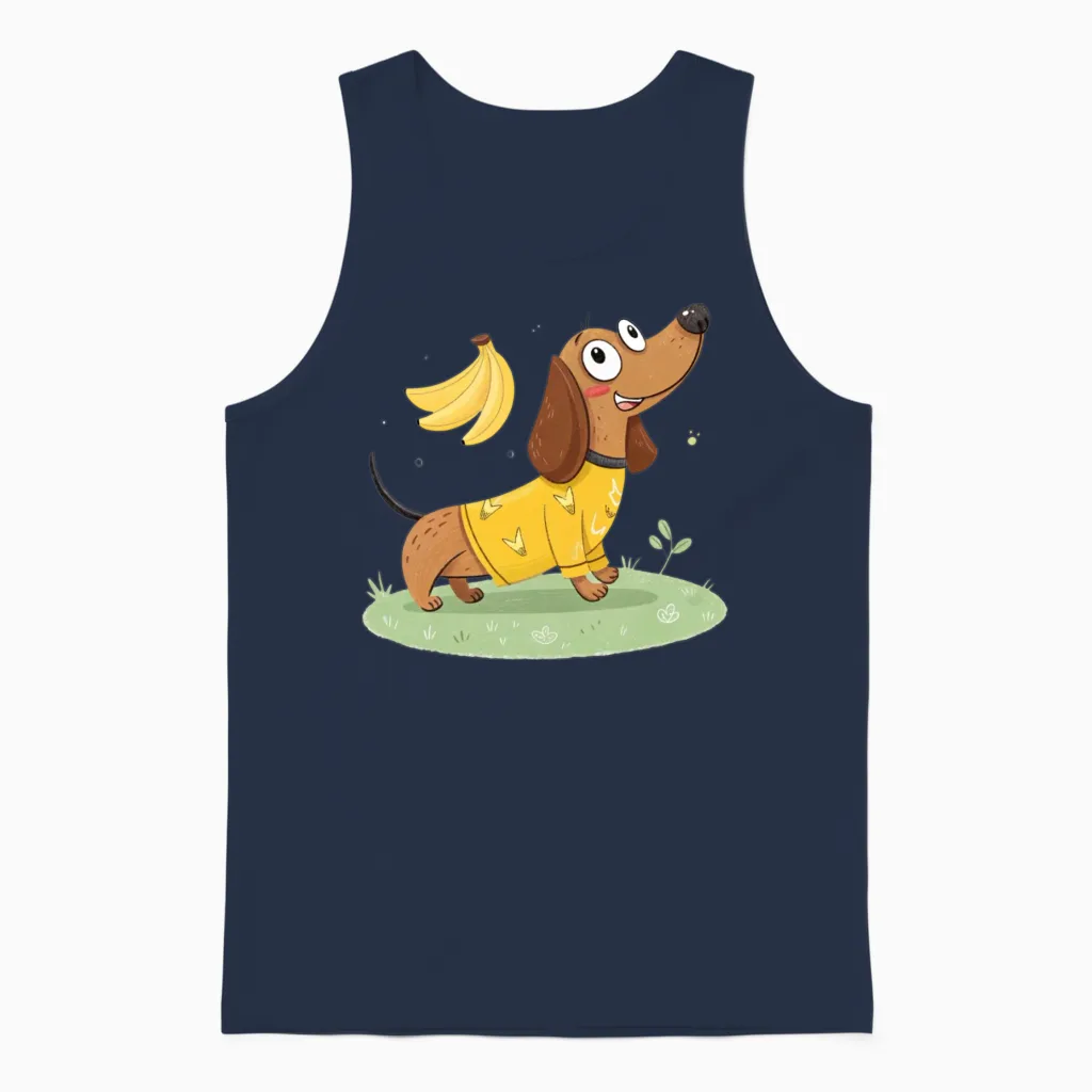 Cute Dog Lovers Gift Unisex Tank Top in Navy