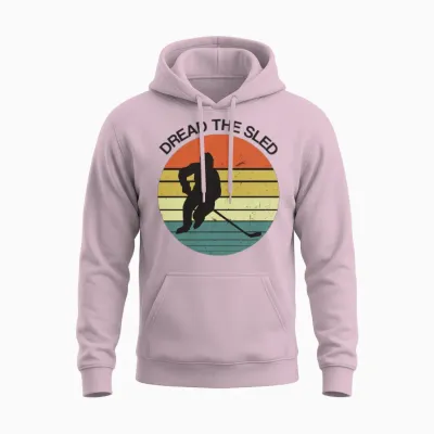 Hockey Retro Distressed Style Unisex Hoodie - Light Pink