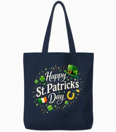 Happy Saint Patrick's Day Celebration Irish St Patrick's Day Tote Bags - Navy