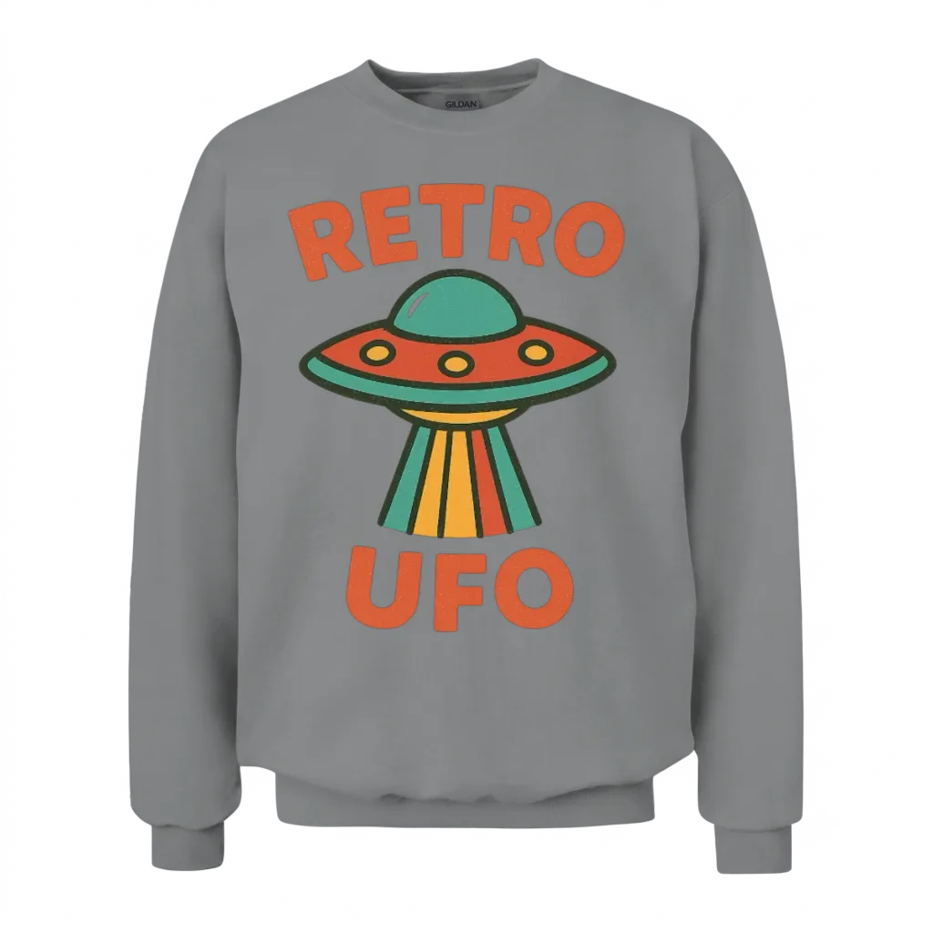 Retro Ufo Illustration Unisex Sweatshirt - Sport Grey