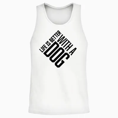 Better with a Dog Unisex Tank Top - White