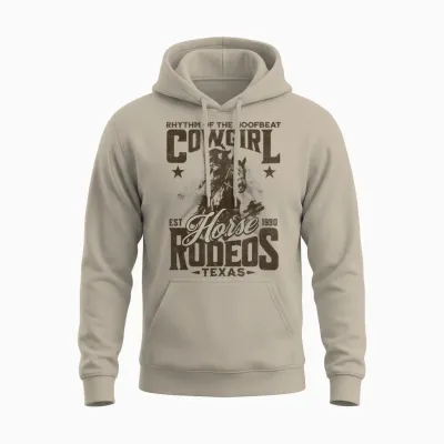 Rhythm of the Hoofbeat Cowgirl Horse Rodeos Texas Pferd Unisex Hoodie - Sand