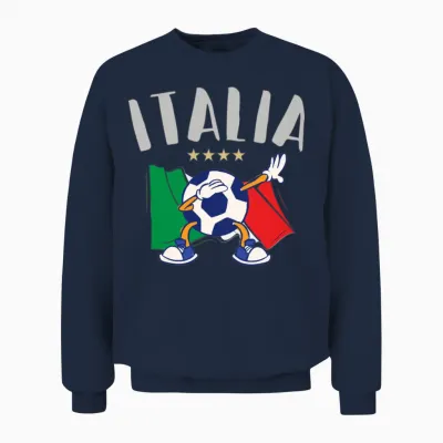 Italy Dabbing Soccer Ball Flag Star Badges Unisex Sweatshirt - Navy
