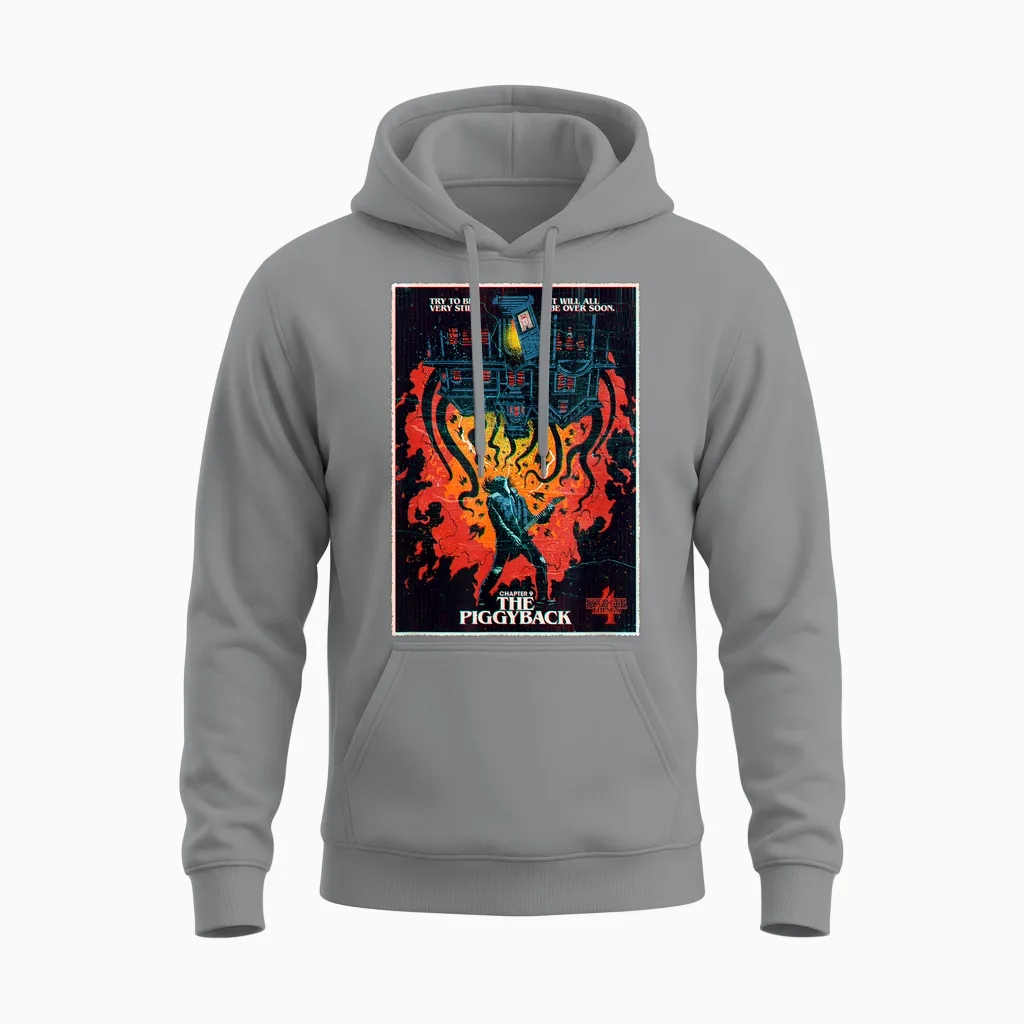 Stranger Things 4 Chapter 9 the Piggyback Eddie Unisex Hoodie in Sport Grey