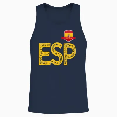 Spain España Human Flag Letter E and S and P Spain España T-Shirt, Red, S Unisex Tank Top - Navy