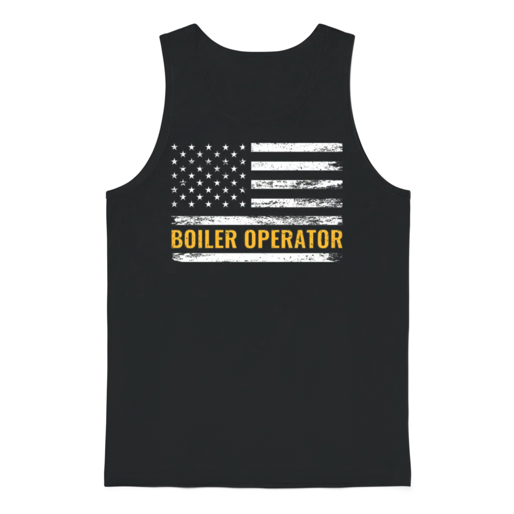 Boiler Operator American Flag Work Pride Unisex Tank Top - Black