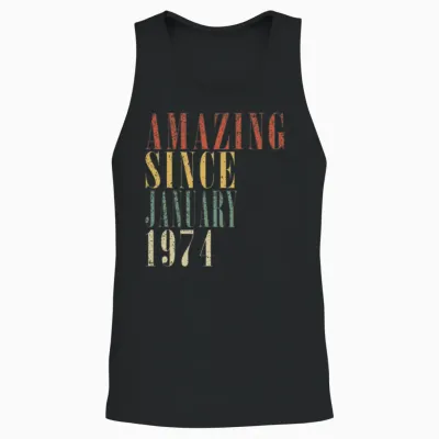 January 1974 Vintage Birthday Present Unisex Tank Top - Black