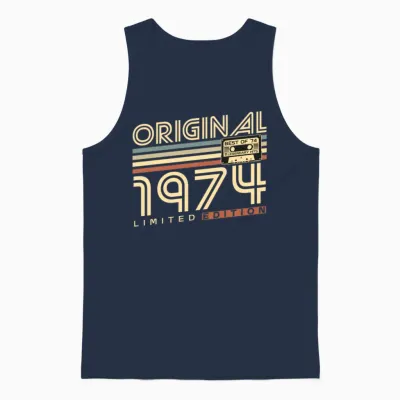 Vintage 1974 Retro 50th Birthday Unisex Tank Top - Navy