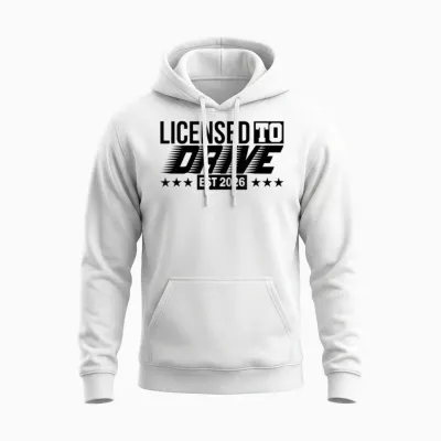 Driver's License | Passed Examination Driver License 2026 Unisex Hoodie - White