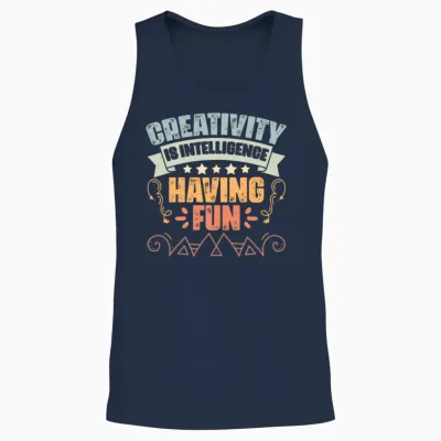 Retro Creativity Is Intelligence Having Fun Unisex Tank Top - Navy