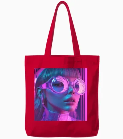 Neon Retro Vision Tote Bags - Red