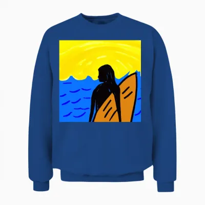 Female Surfer Girl in the Bright Sunshine Unisex Sweatshirt - Royal