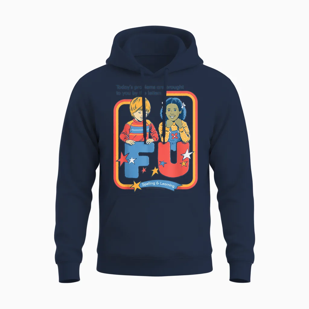 Today's Problems F U Sarcastic Retro Funny Adult Humor Unisex Hoodie in Navy