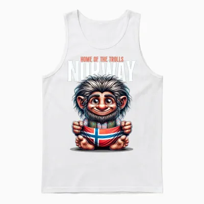 Norway Troll Flag Norway Outdoor Travel Scandinavia T-Shirt, Black Unisex Tank Top - White