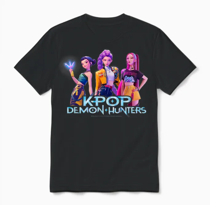 Kpop Demon Hunters Huntrix Group Officially Licensed Unisex T-Shirt in Black